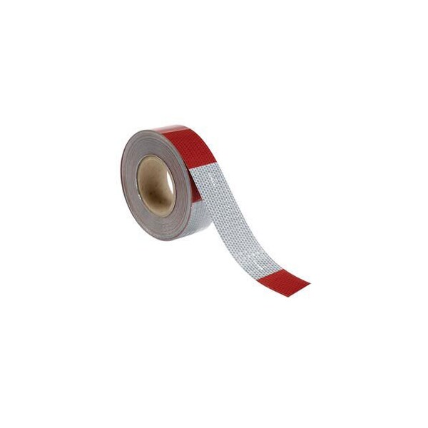 Top Tape & Label. Conspicuity Tape Vinyl Red/White, 2 in W x 150 in L, 13 Thick V57203 - main